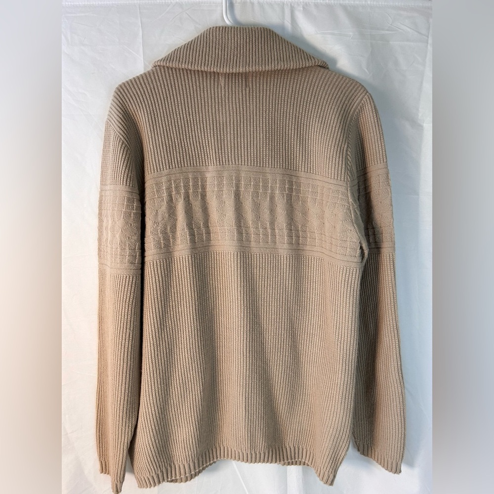 Vintage Men’s Clipper Mist tan zip up knit‎ cardigan sweater Size Large - Picture 5 of 11